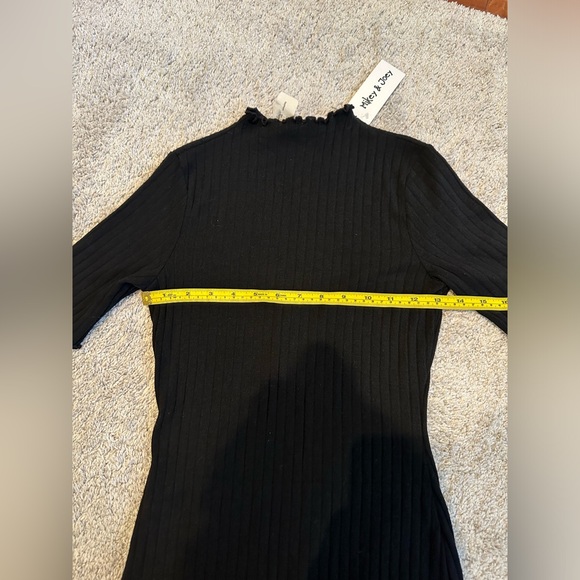 NWT - Mikey & Joey - Black Ribbed Knit Short Sleeve Dress - Ruffle Trim - Size S - Picture 4 of 9